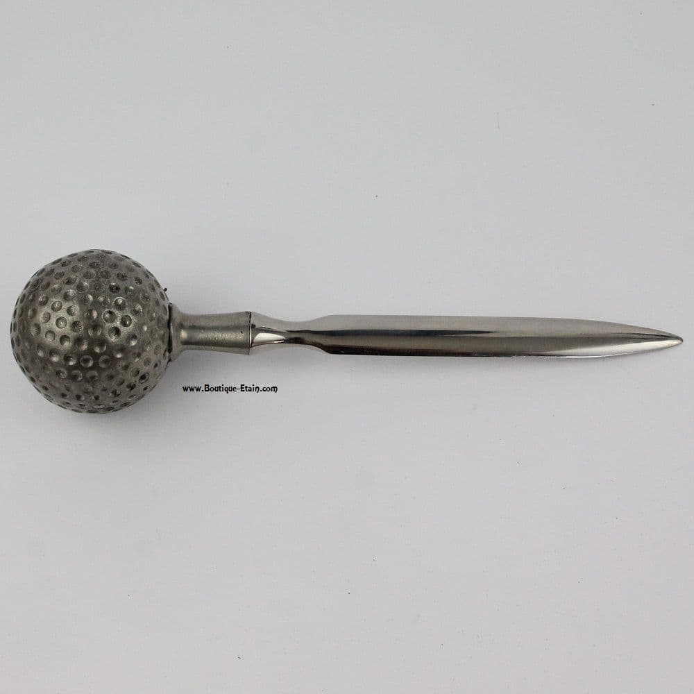 Coupe-papier ouvre-lettres balle de golf en étain