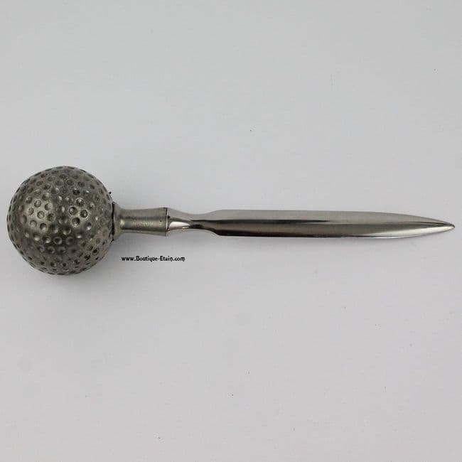 Coupe-papier ouvre-lettres balle de golf en étain
