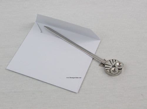 Coupe-papier ouvre-lettres chouette moderne en étain