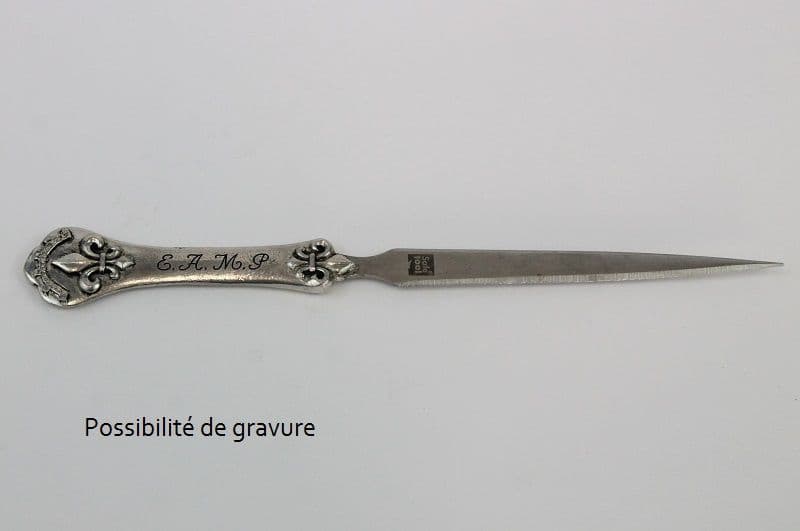 Coupe-papier ouvre-lettres en étain de Lys en étain