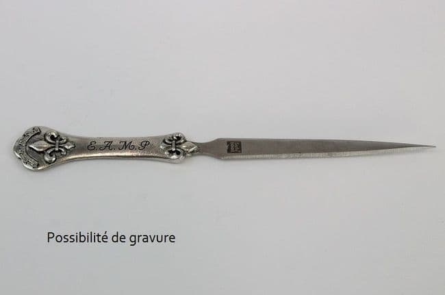 Coupe-papier ouvre-lettres en étain de Lys en étain