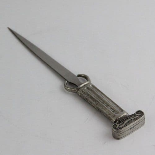 Coupe-papier ouvre-lettres en étain motif colonne de temple