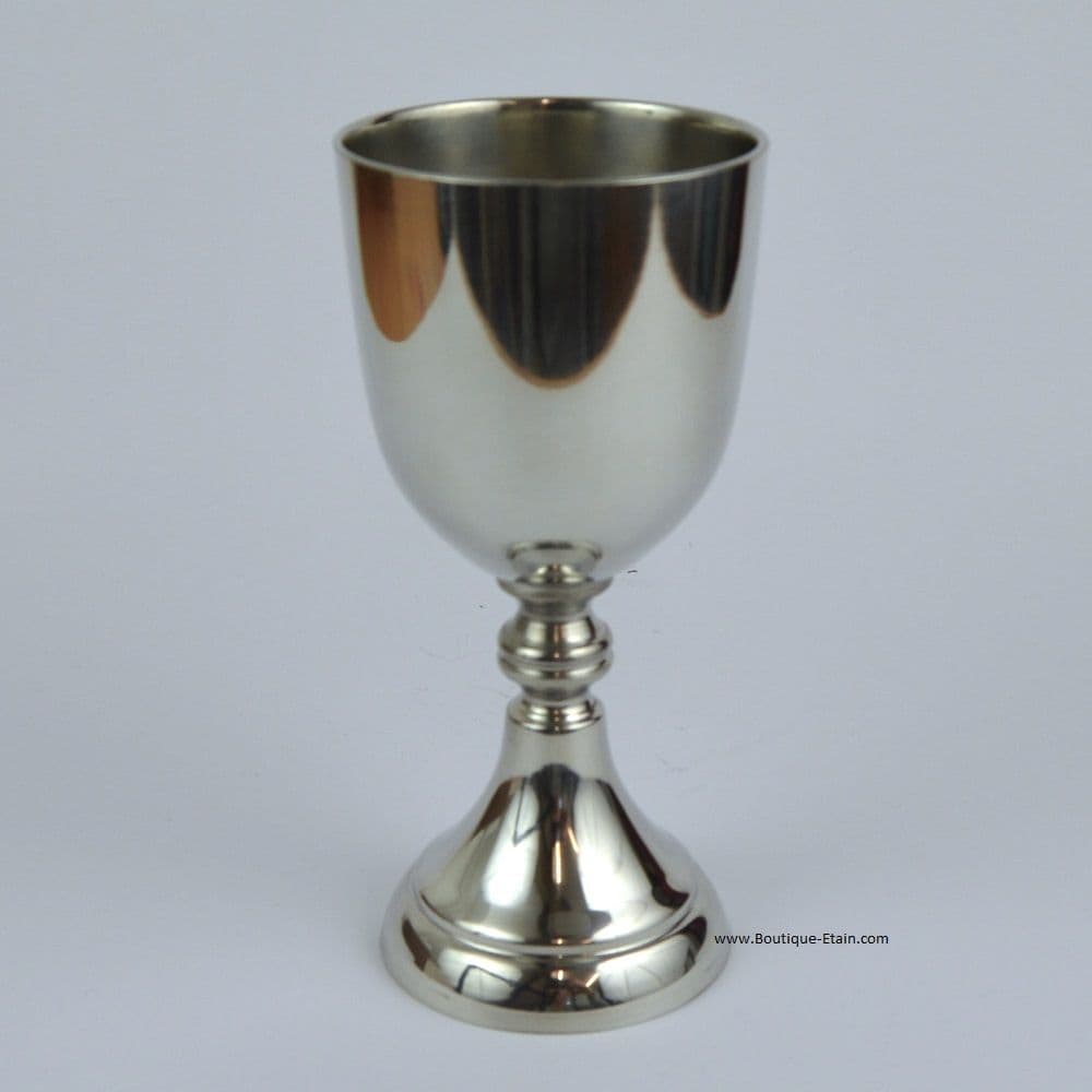 Coupe sur pied, verre à vin en étain brillant