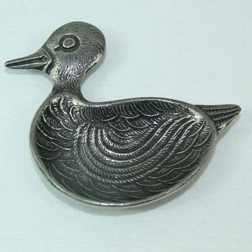Coupelle, cendrier, vide poche canard en étain