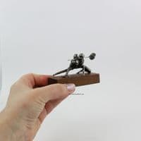 Couple d'oiseaux en étain sur socle bois