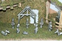 Crèche complète en étain, la nativité.