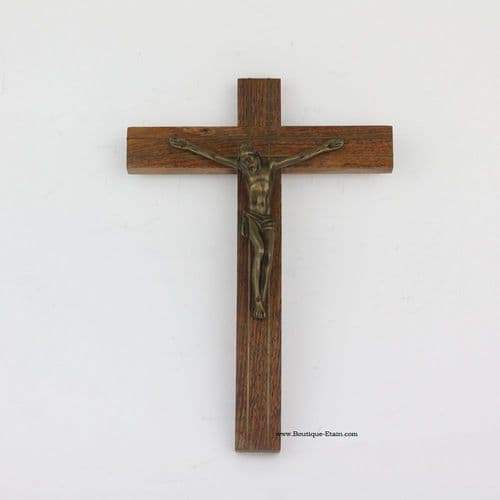 Crucifix, croix de Jésus en bois et bronze