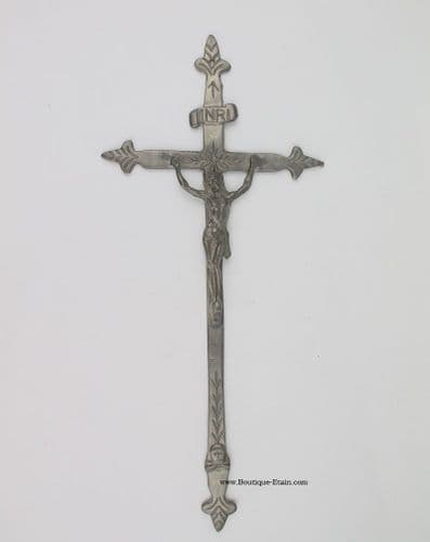 Crucifix croix de Jésus plate en étain