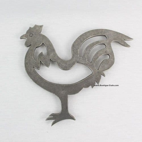Dessous de plat coq en étain