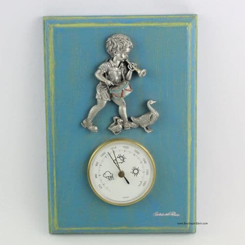 DESTOCKAGE -40% Baromètre en bois et étain thème enfant