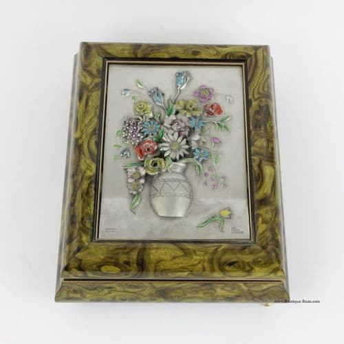 DESTOCKAGE -40% Boîte à musique mécanique bouquet de fleur en étain