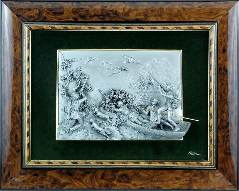 DESTOCKAGE -40% Chasse sur barque - Grand Tableau figurine étain KS 551