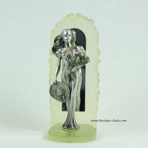 DESTOCKAGE -40% Figurine jeune femme en étain "La Florentine au chapeau"