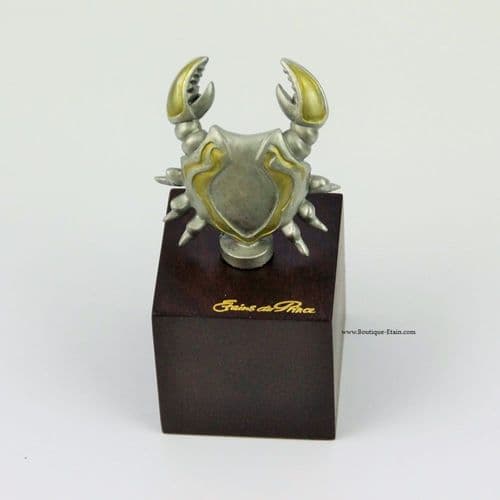 DESTOCKAGE -40% Figurine zodiacale Cancer en étain sur socle bois