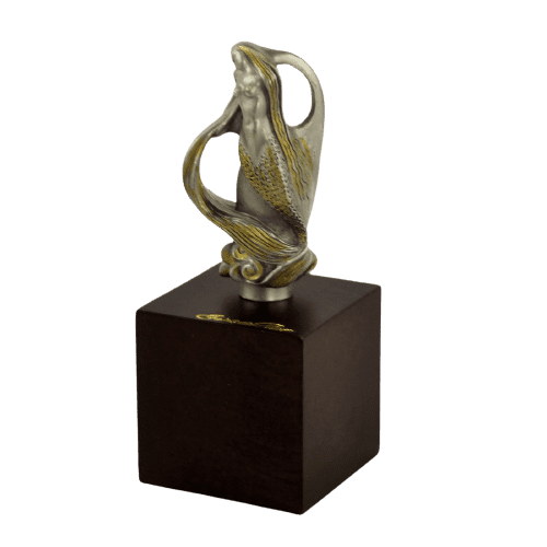 DESTOCKAGE -40% Figurine zodiacale Verseau en étain sur socle bois