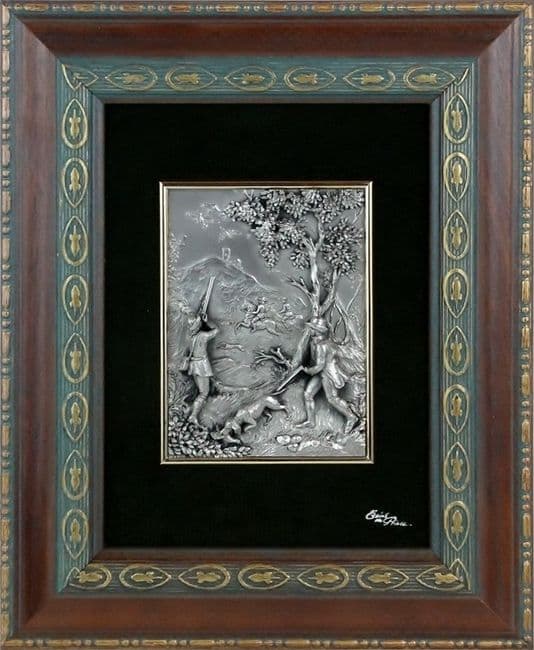 Tableau en étain les chasseurs au canard.