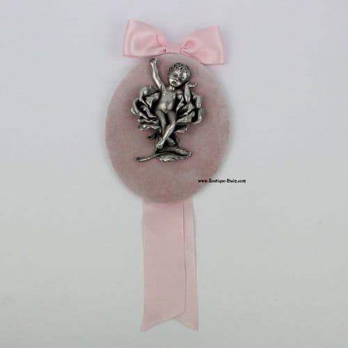 DESTOCKAGE -40% Médaillon mural de naissance forme ovale motif enfant ROSE