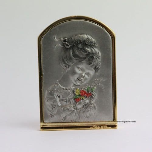 DESTOCKAGE -40% Petit chevalet en étain et dorure petite fille