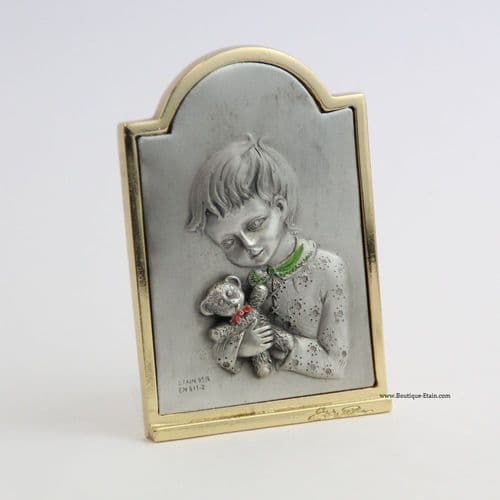 DESTOCKAGE -40% Petit chevalet en étain petit garçon