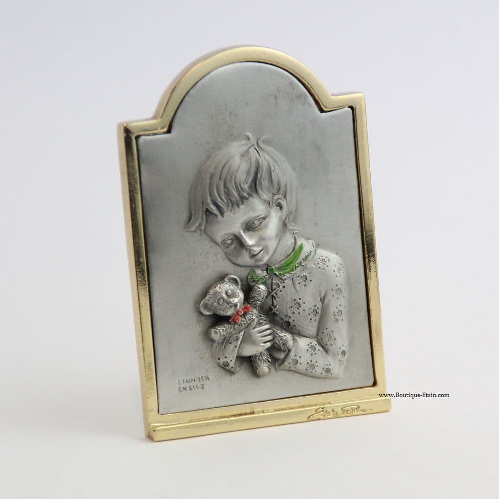 DESTOCKAGE -40% Petit chevalet en étain petit garçon