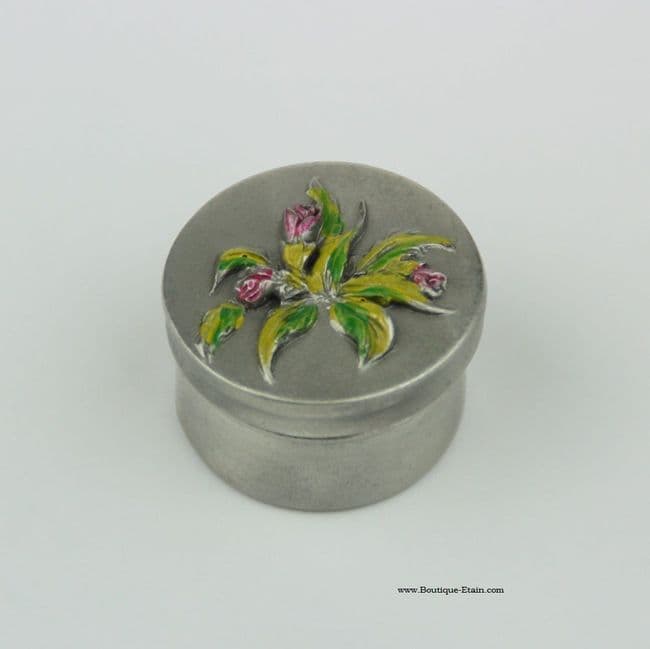 DESTOCKAGE -40% Petite boîte ronde en étain