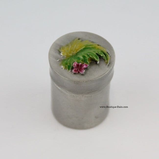 DESTOCKAGE -40% Petite boîte à trésors ronde et haute en étain