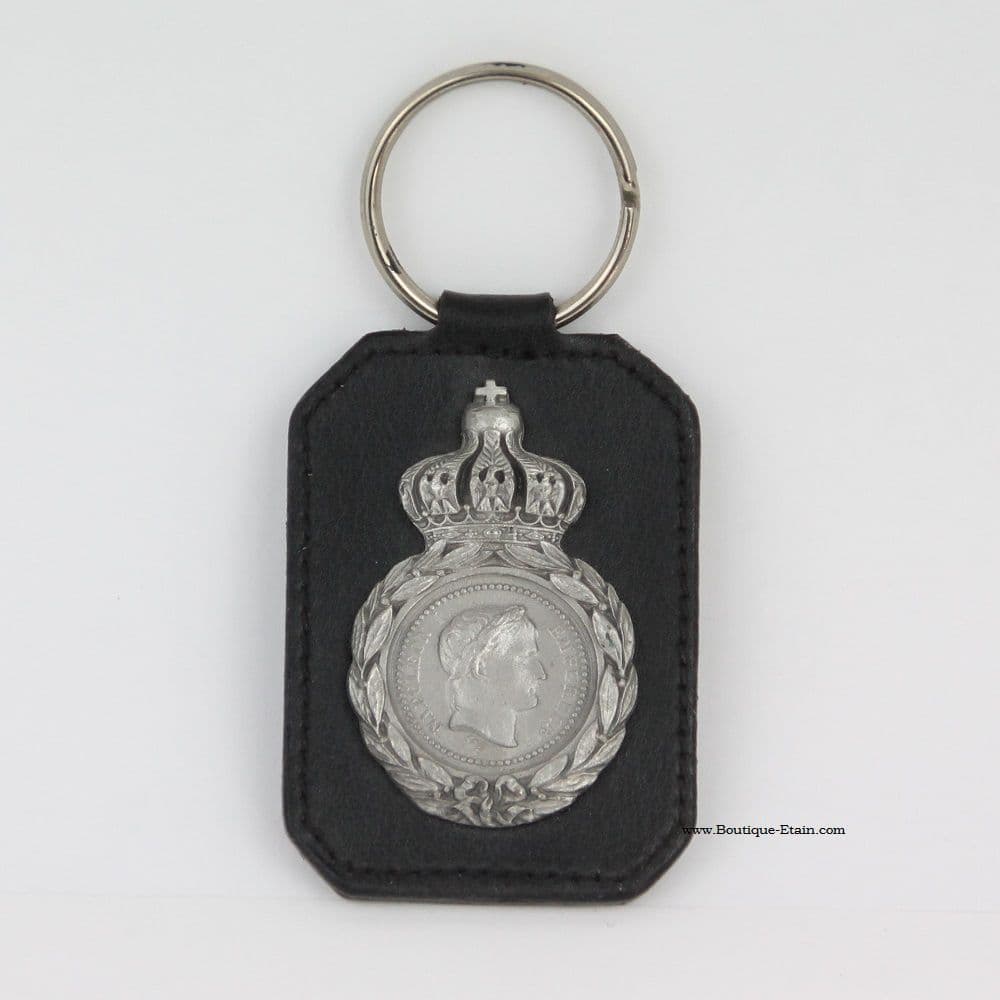 DESTOCKAGE -40% Porte clef Empire en cuir et étain