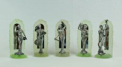 DESTOCKAGE -40% Série des 5 Florentines, figurines de jeunes femmes en étain