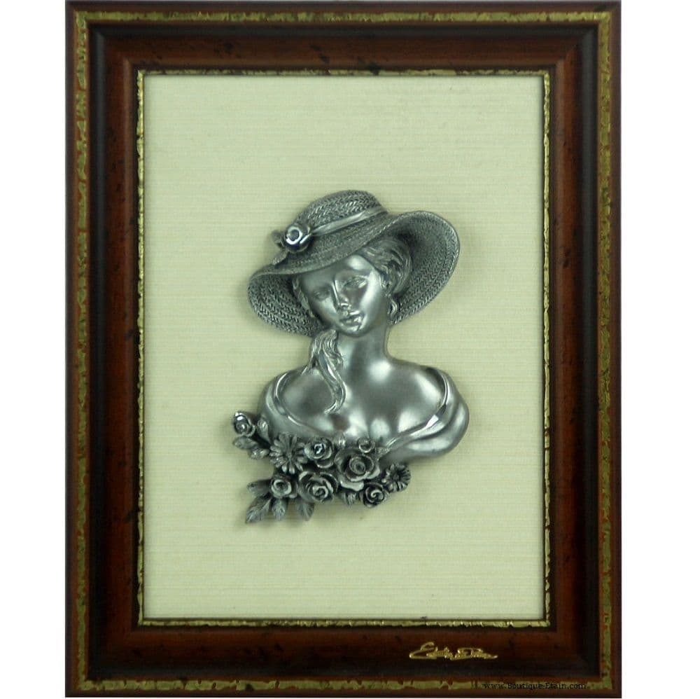 DESTOCKAGE -40% Tableau en étain Jeune femme