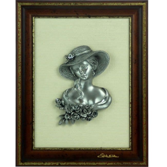 DESTOCKAGE -40% Tableau en étain Jeune femme