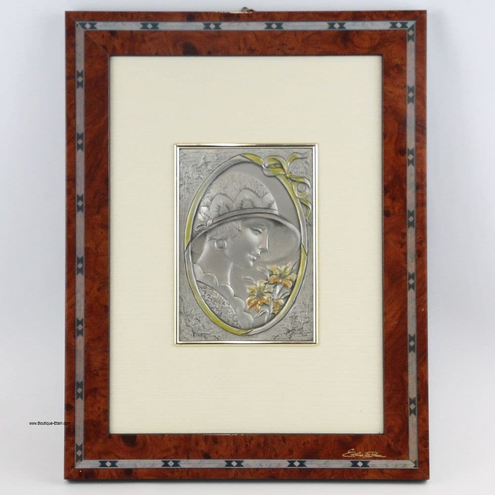 DESTOCKAGE -40% Tableau en étain jeune femme de profil