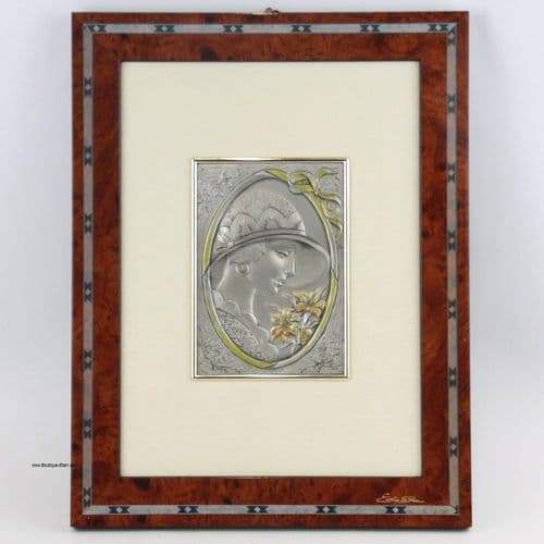 DESTOCKAGE -40% Tableau en étain jeune femme de profil