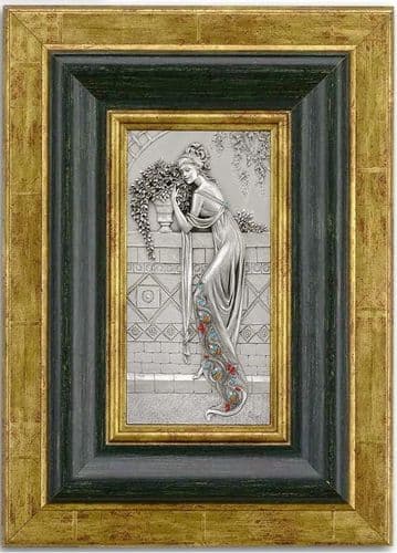 DESTOCKAGE -40% Tableau en étain jeune fille en robe de soirée