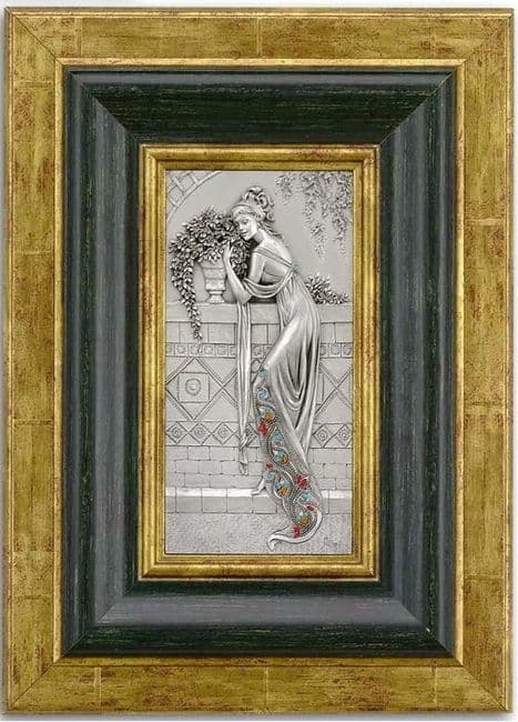 DESTOCKAGE -40% Tableau en étain jeune fille en robe de soirée