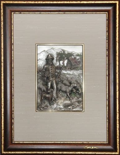 DESTOCKAGE -40% Tableau en étain "Le berger" en étain 23 x 31cm