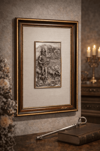 DESTOCKAGE -40% Tableau en étain "Le berger" en étain 23 x 31cm