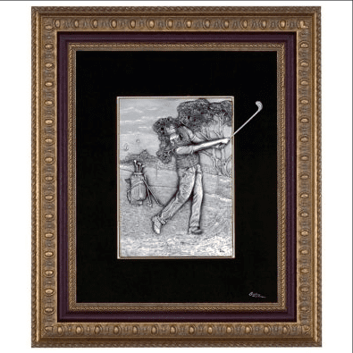 DESTOCKAGE -40% Tableau en étain le golfeur