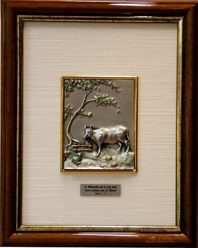 DESTOCKAGE -40% Tableau fable de la Fontaine : La Grenouille et le boeuf.