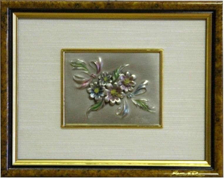 DESTOCKAGE -40% Tableau fleuri en étain