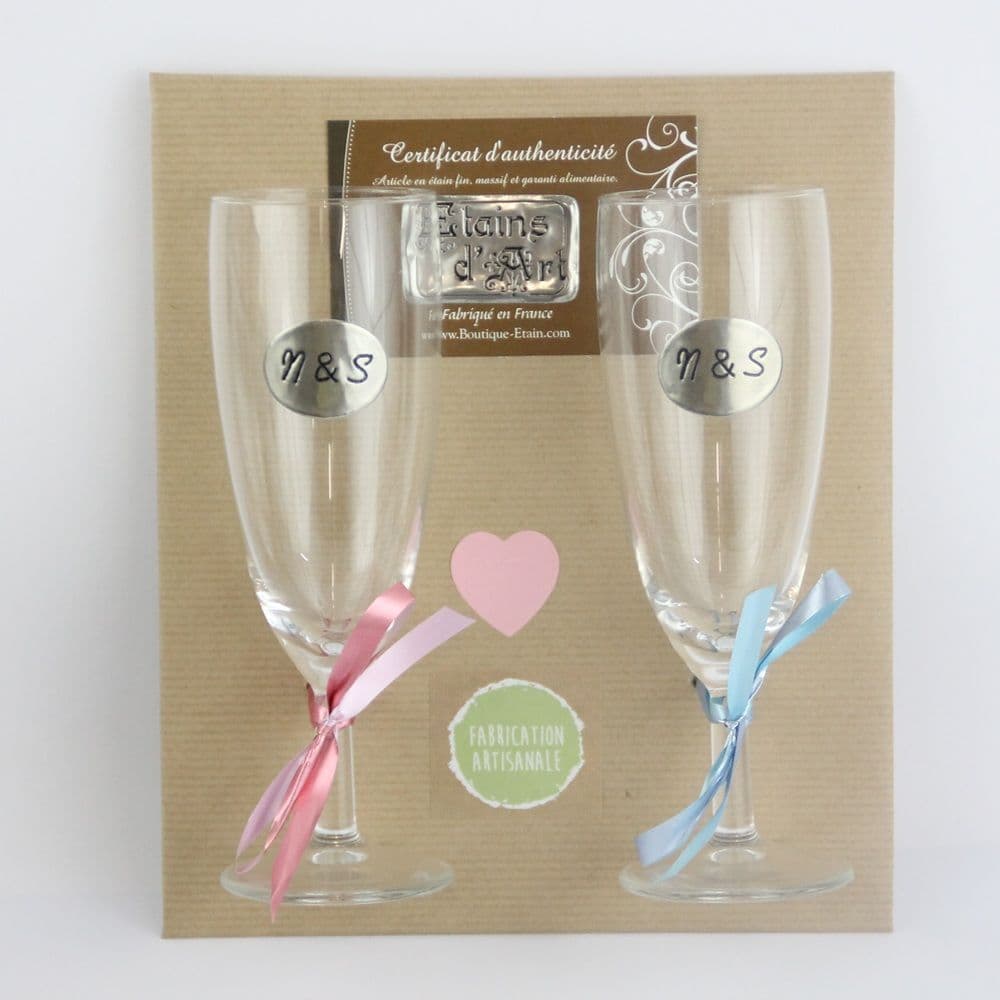 Duo 2 coupes à champagne gravées ⬭
