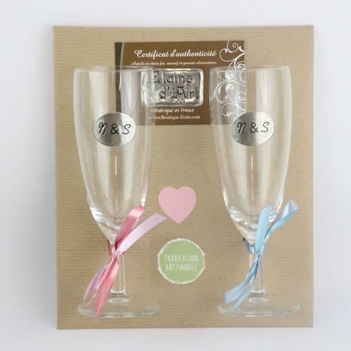 Duo 2 coupes à champagne gravées ⬭
