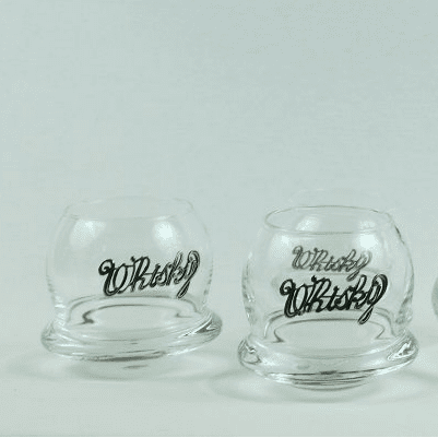 Duo de 2 verres culbutos à Whisky en verre et étain