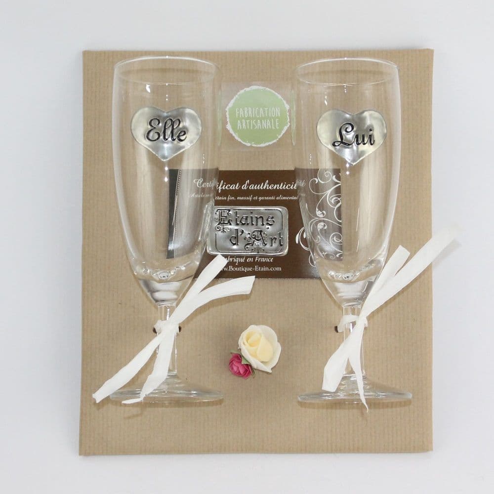 Duo de Coupes à Champagne en verre ♥