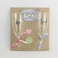 Duo de coupes à champagne personnalisé en étain