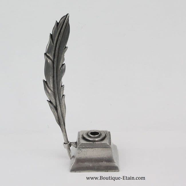 Encrier carré miniature en étain