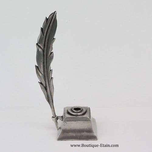 Encrier carré miniature en étain