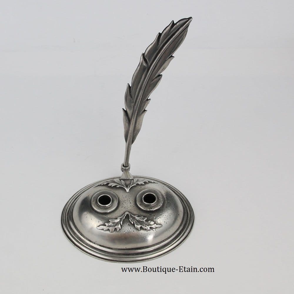 Encrier double réserve à collectionner en étain