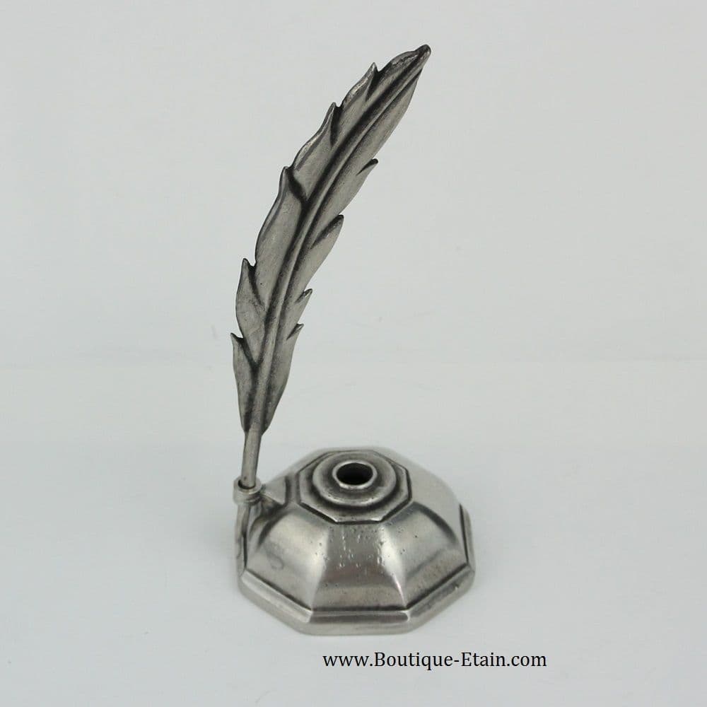 Encrier octogonal en étain à collectionner