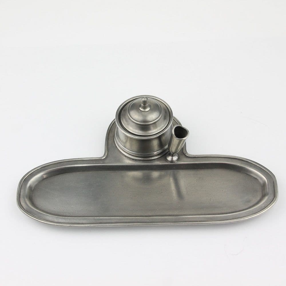 Encrier repose plume en étain