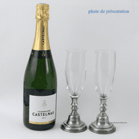 Ensemble de 2 coupes à Champagne pied en étain